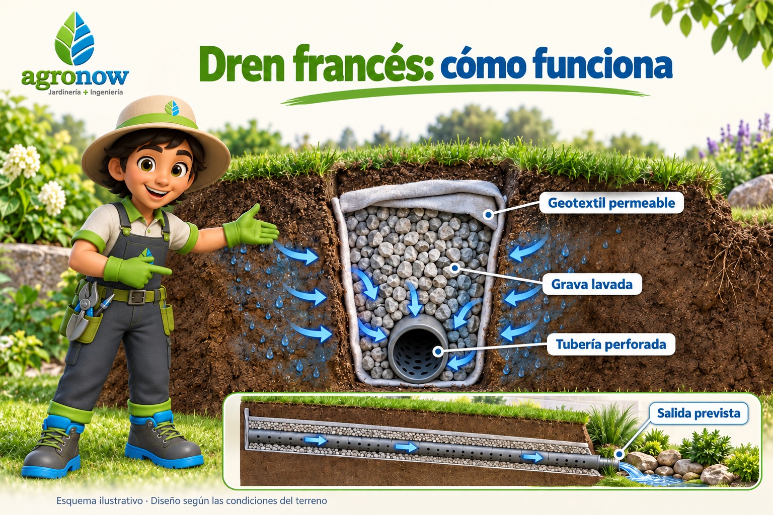 Dren francés: qué es y cuándo conviene instalarlo en tu jardín